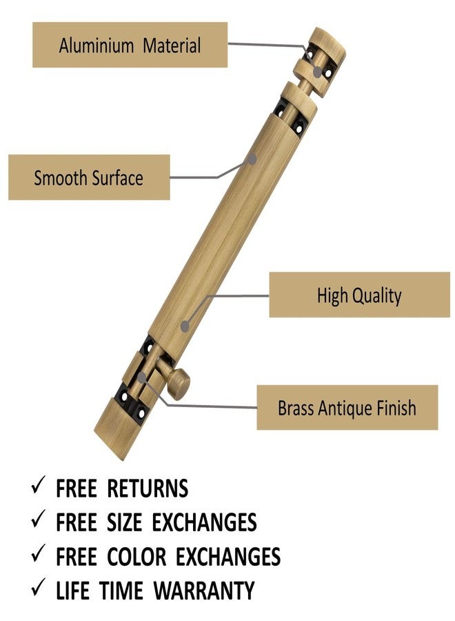 Atom 2 Pack, 10 inch Aluminium Tower Bolt | Brass Antique Finish | Home and Offices Doors and Windows Tower Bolt, TB002 - Image 2